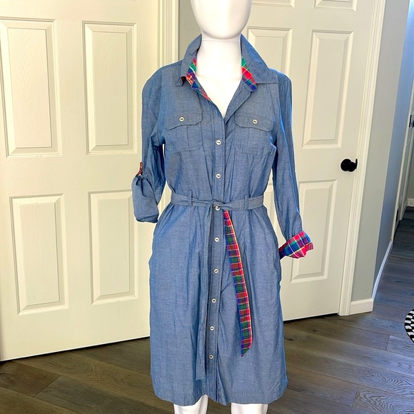 Tommy Hilfiger Dresses & Skirts - Tommy Hilfiger Chambray Denim Utility Shirtdress Reversible Belt Long Sleeve -S